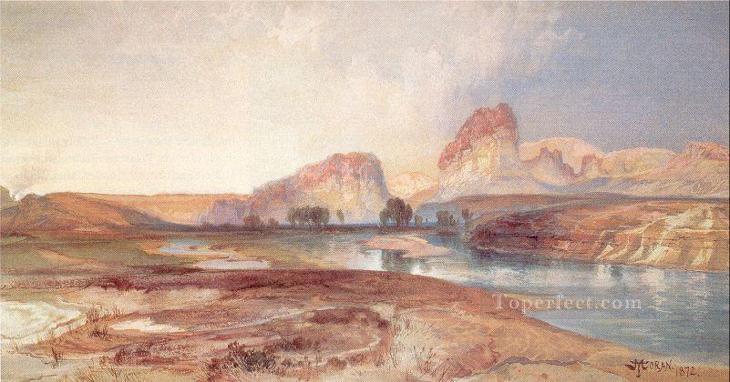 Cliffs Green River Wyoming landscape Rocky Mountains School Thomas Moran Oil Paintings